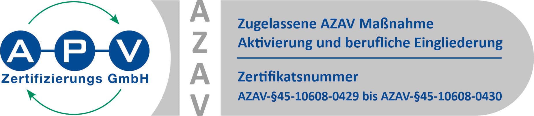 APV-Zertifikat-Logo QM-AZAV 10608-0429-0430-AZAV-45(0)